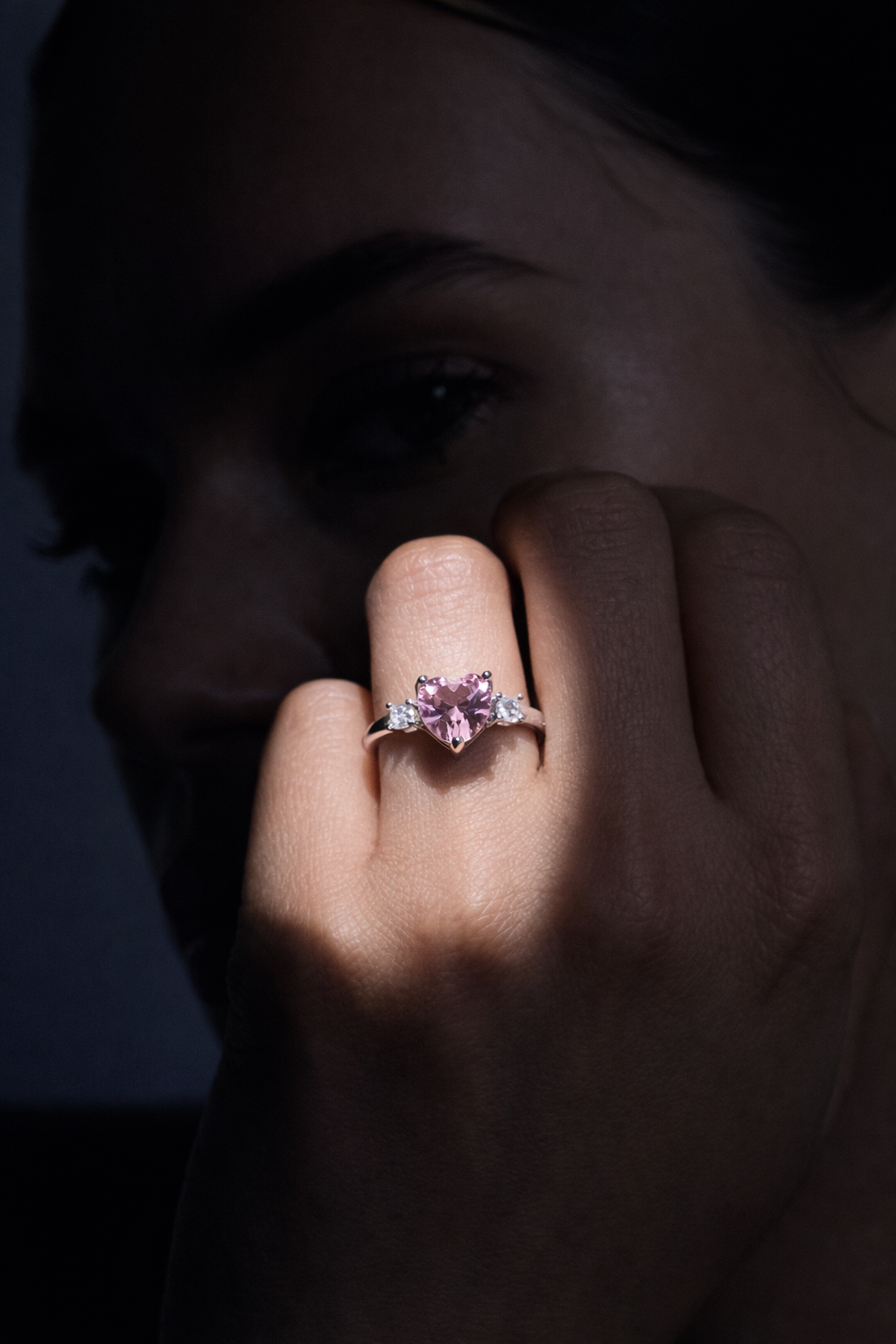 Heart-Cut Pink Stone Ring