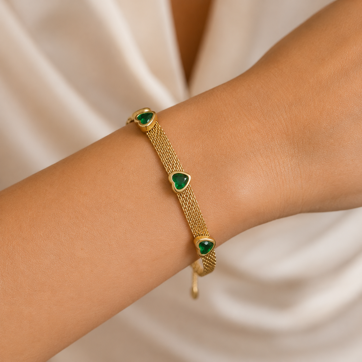 Emerald Hearts Bracelet