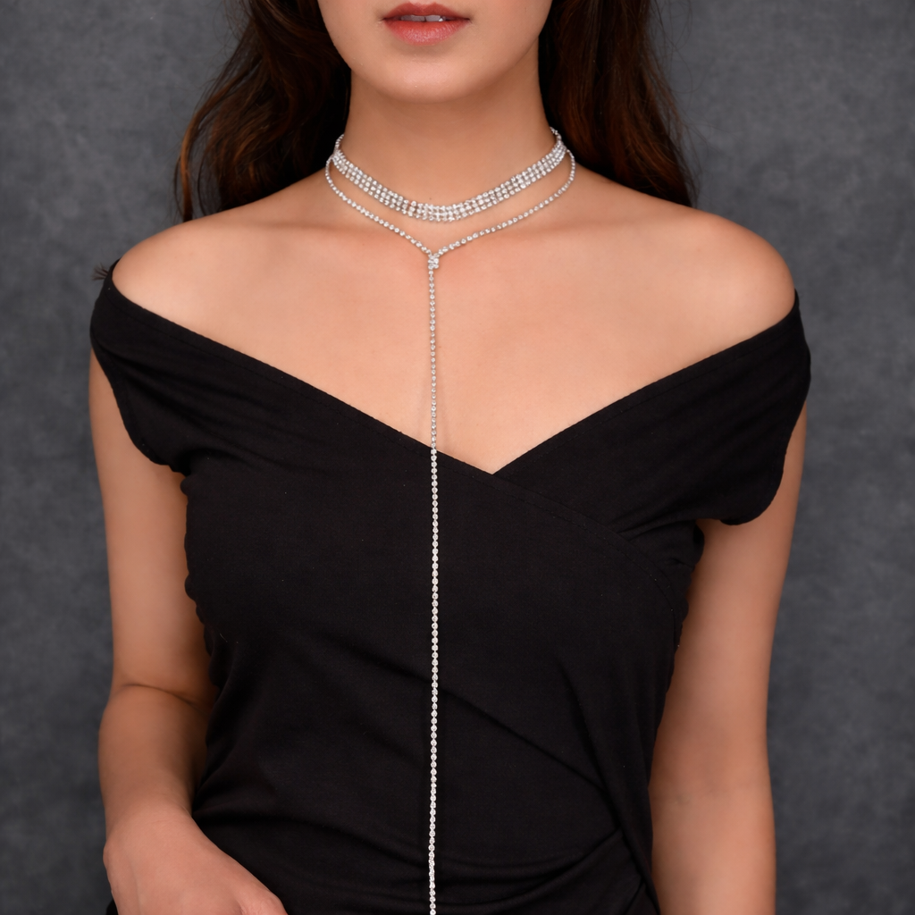 Infinity Drop Choker with Earrings