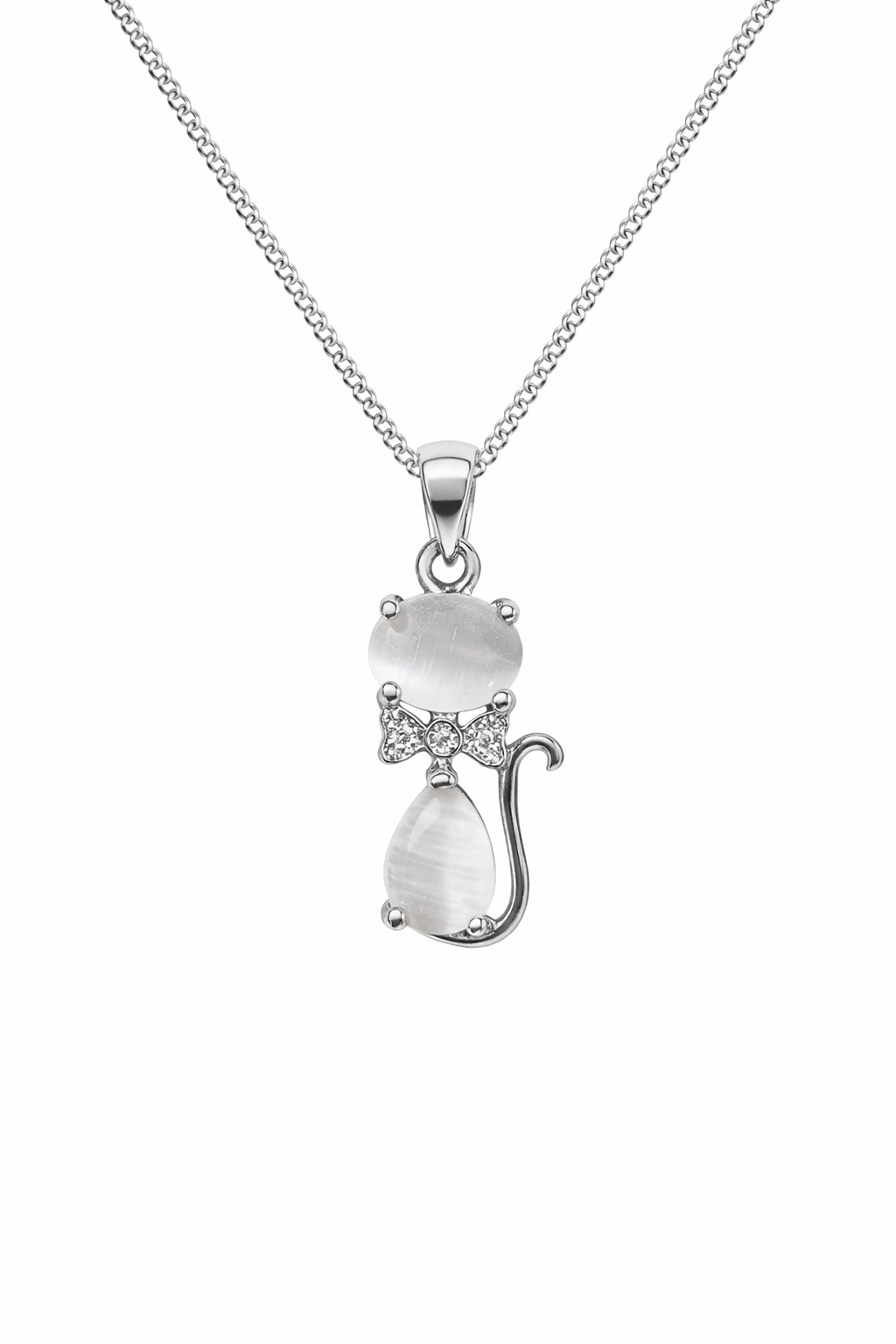 Crystal Cat Charm Necklace