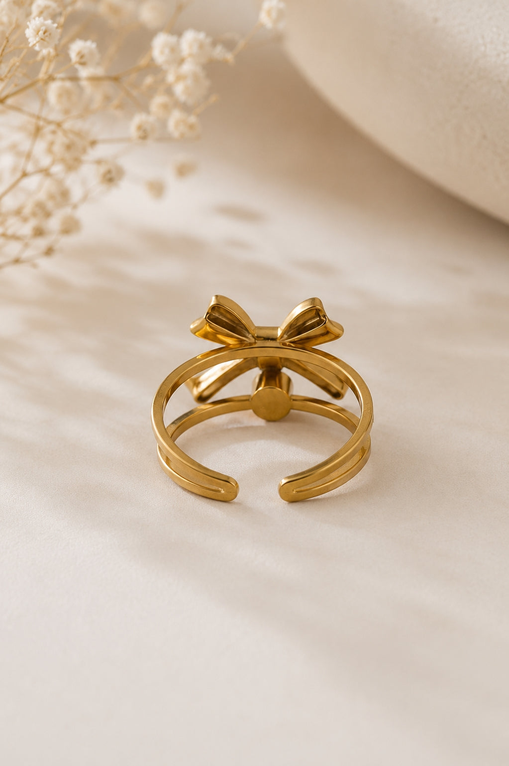 Double Band Bow Crystal Ring