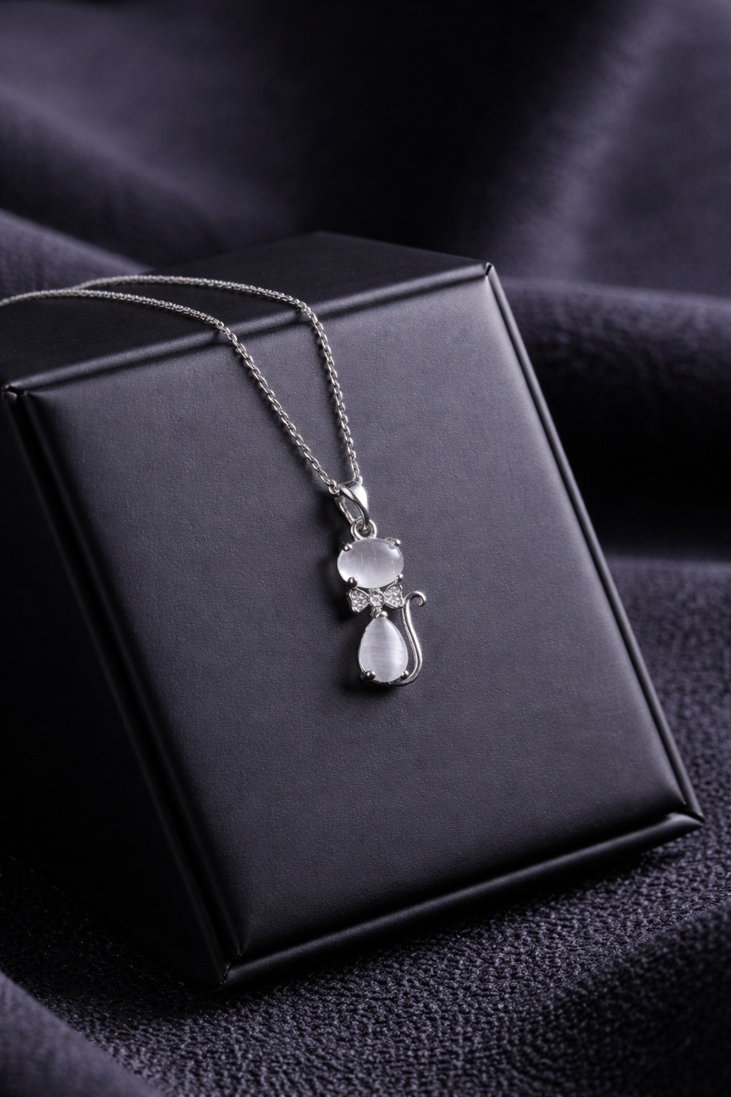 Crystal Cat Charm Necklace