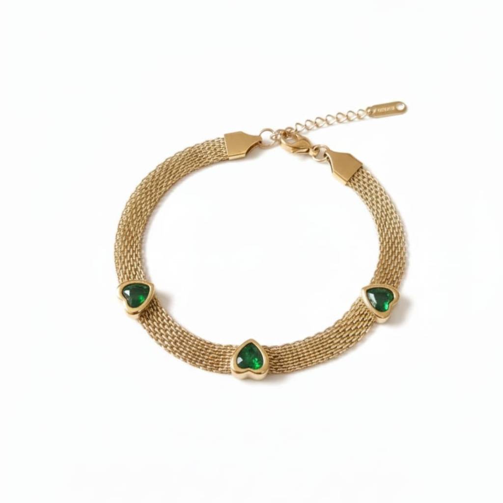 Emerald Hearts Bracelet