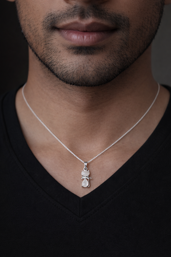 Crystal Cat Charm Necklace