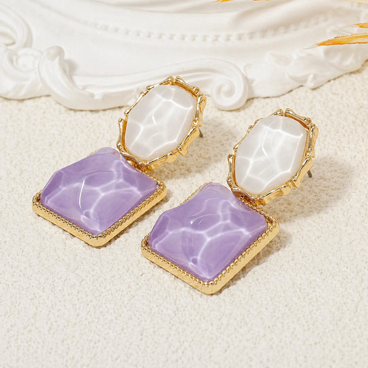 Lavender Stone Drop Earrings