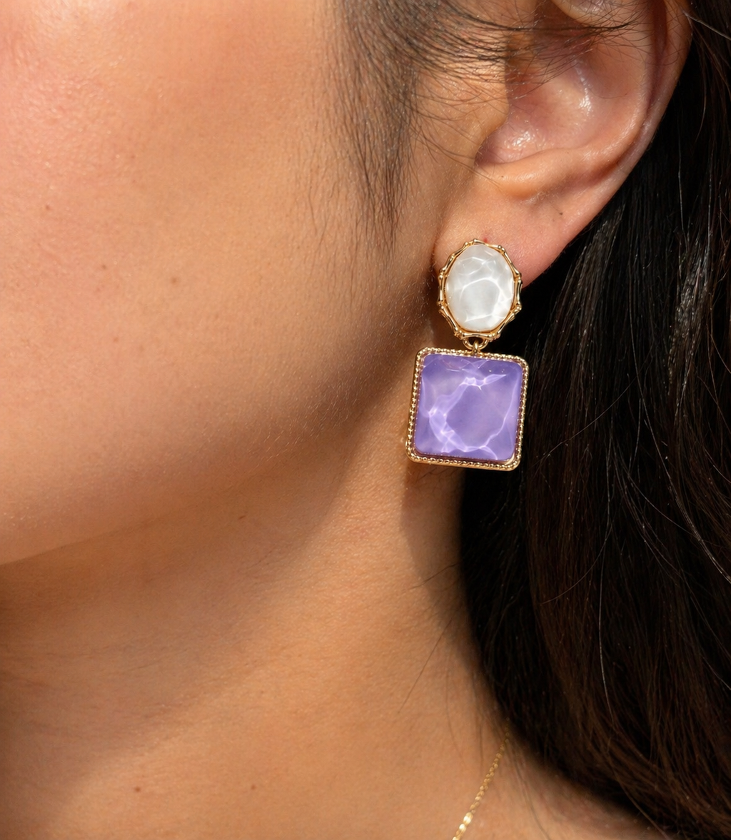 Lavender Stone Drop Earrings