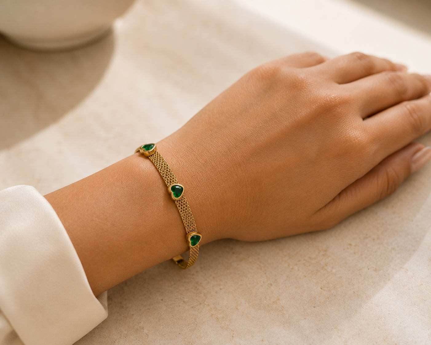 Emerald Hearts Bracelet