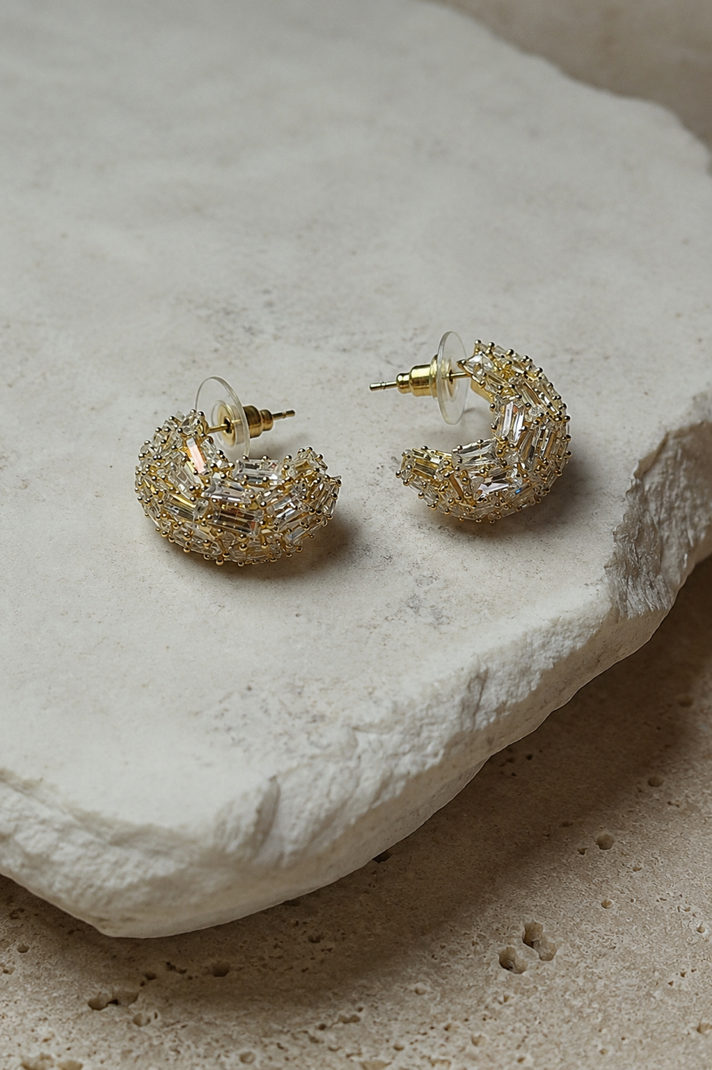 Crystal Baguette Hoops