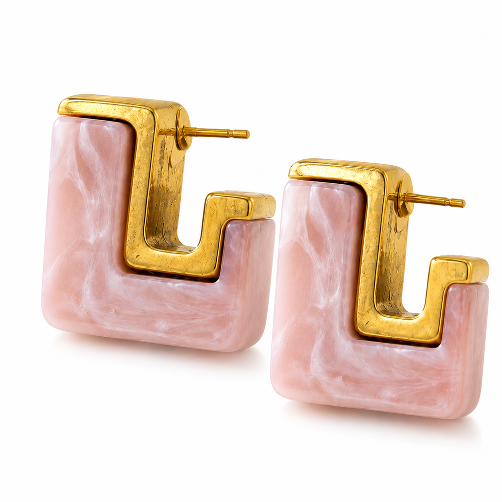 Rosé Marble Statement Hoops