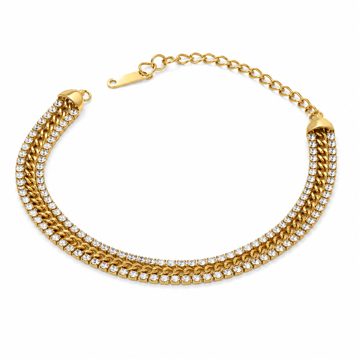 Layered Crystal Link Bracelet
