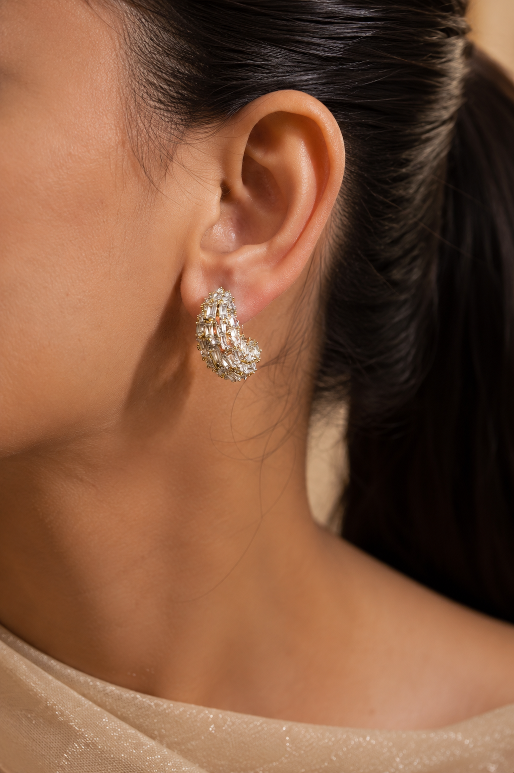 Crystal Baguette Hoops