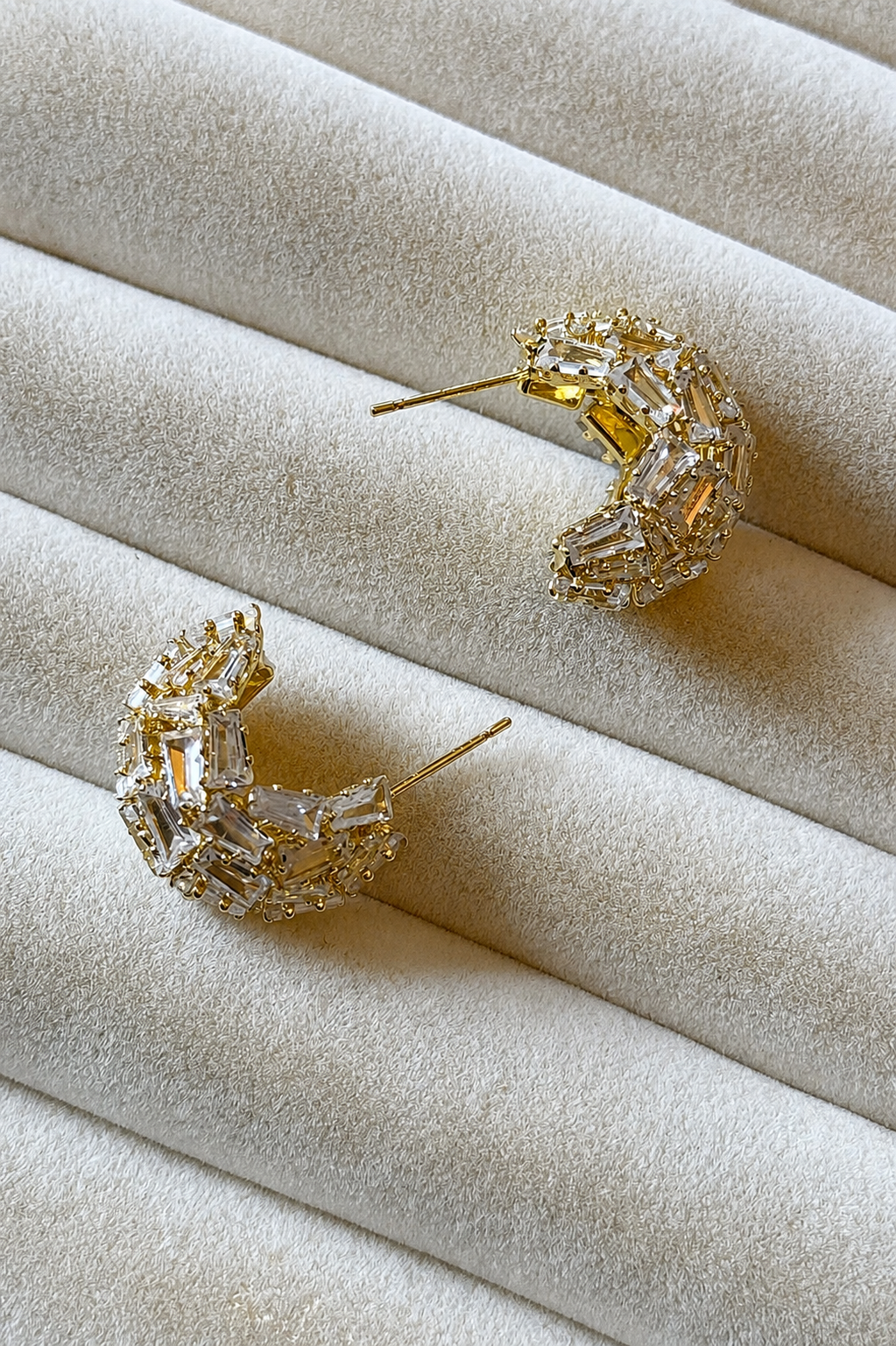 Crystal Baguette Hoops