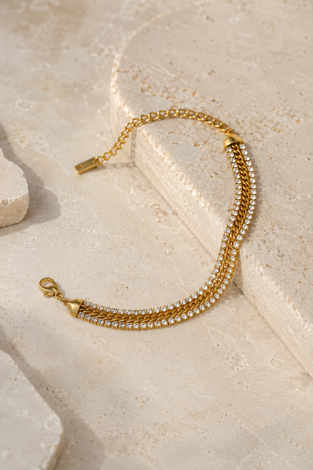 Layered Crystal Link Bracelet