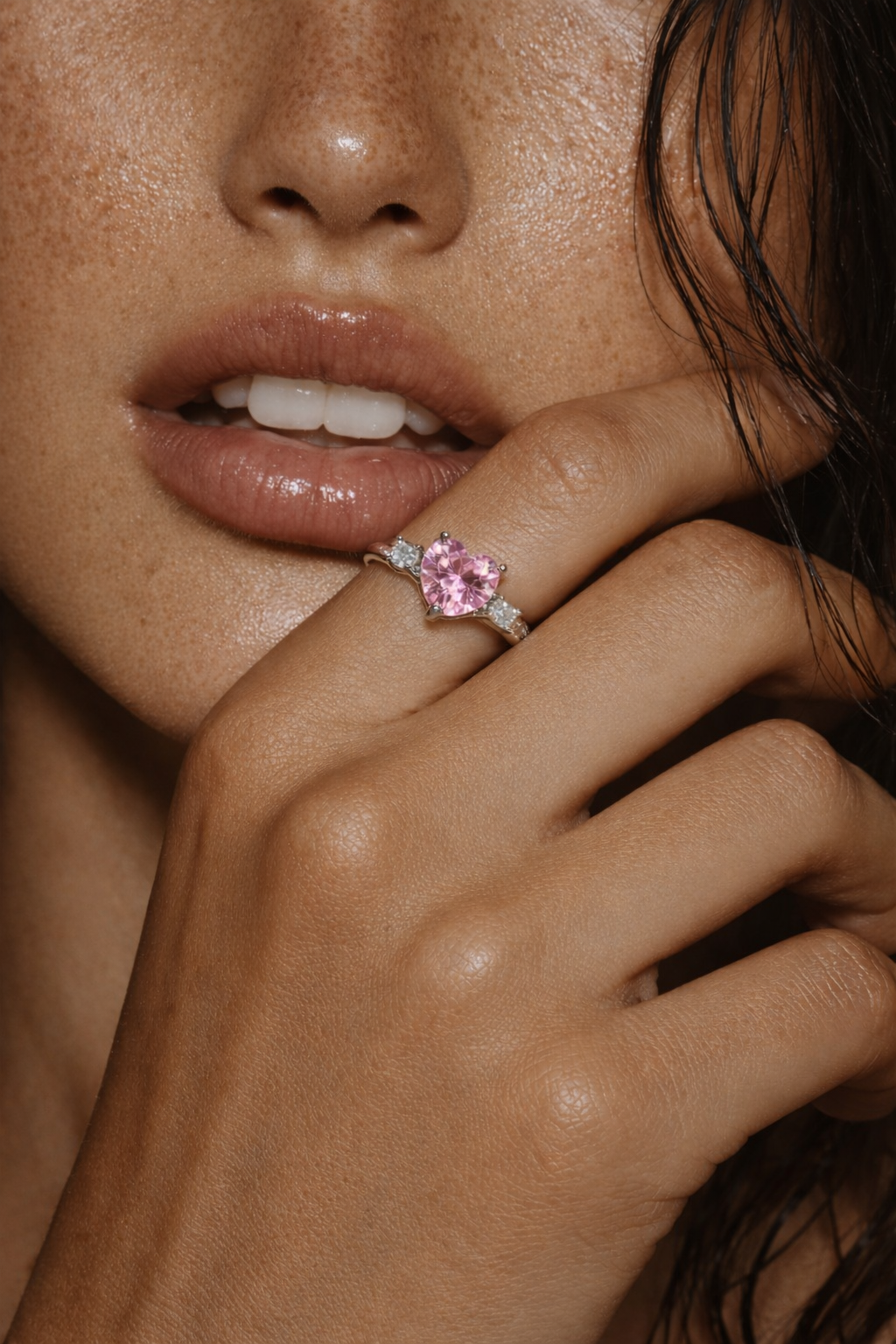 Heart-Cut Pink Stone Ring
