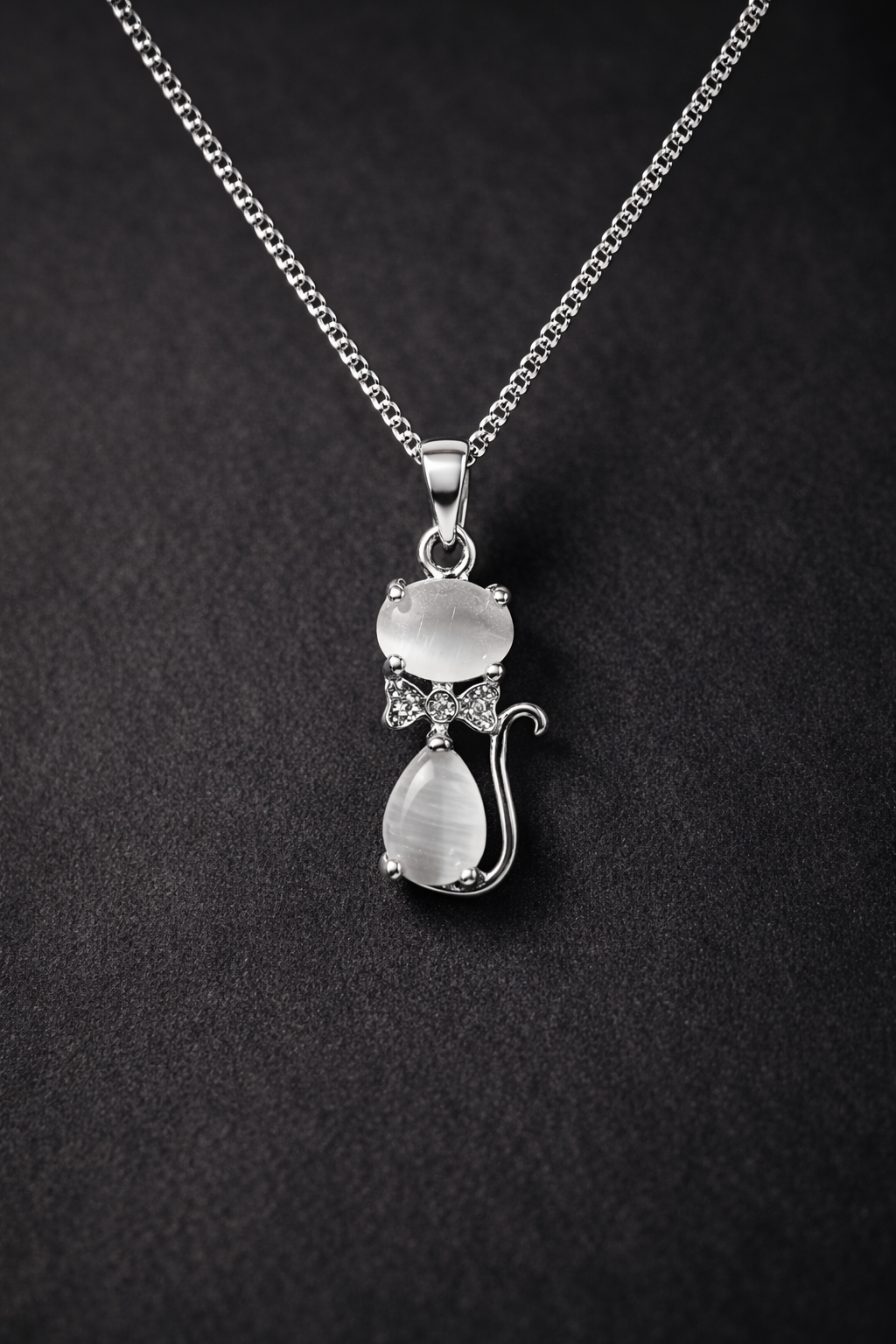 Crystal Cat Charm Necklace