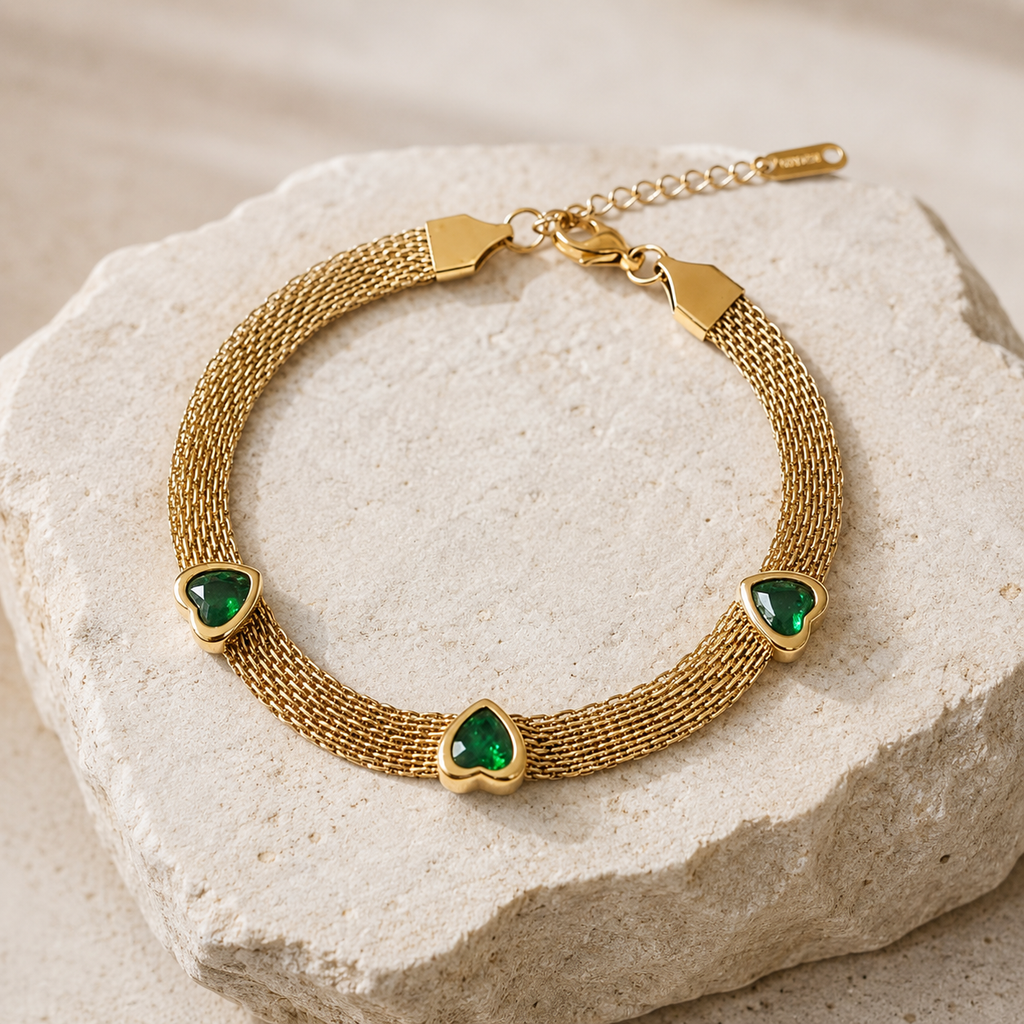 Emerald Hearts Bracelet