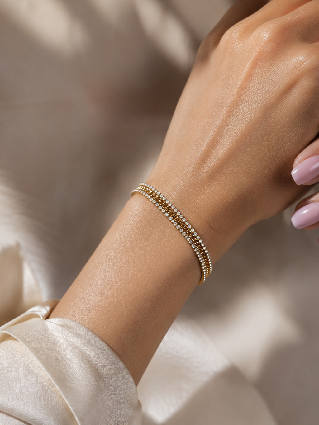 Layered Crystal Link Bracelet