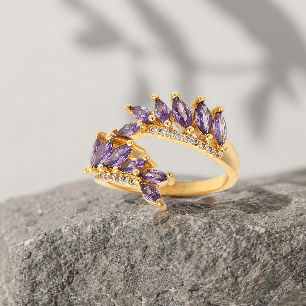 Amethyst Laurel Open Ring