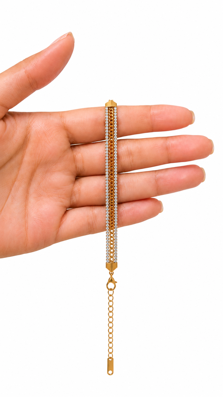Layered Crystal Link Bracelet
