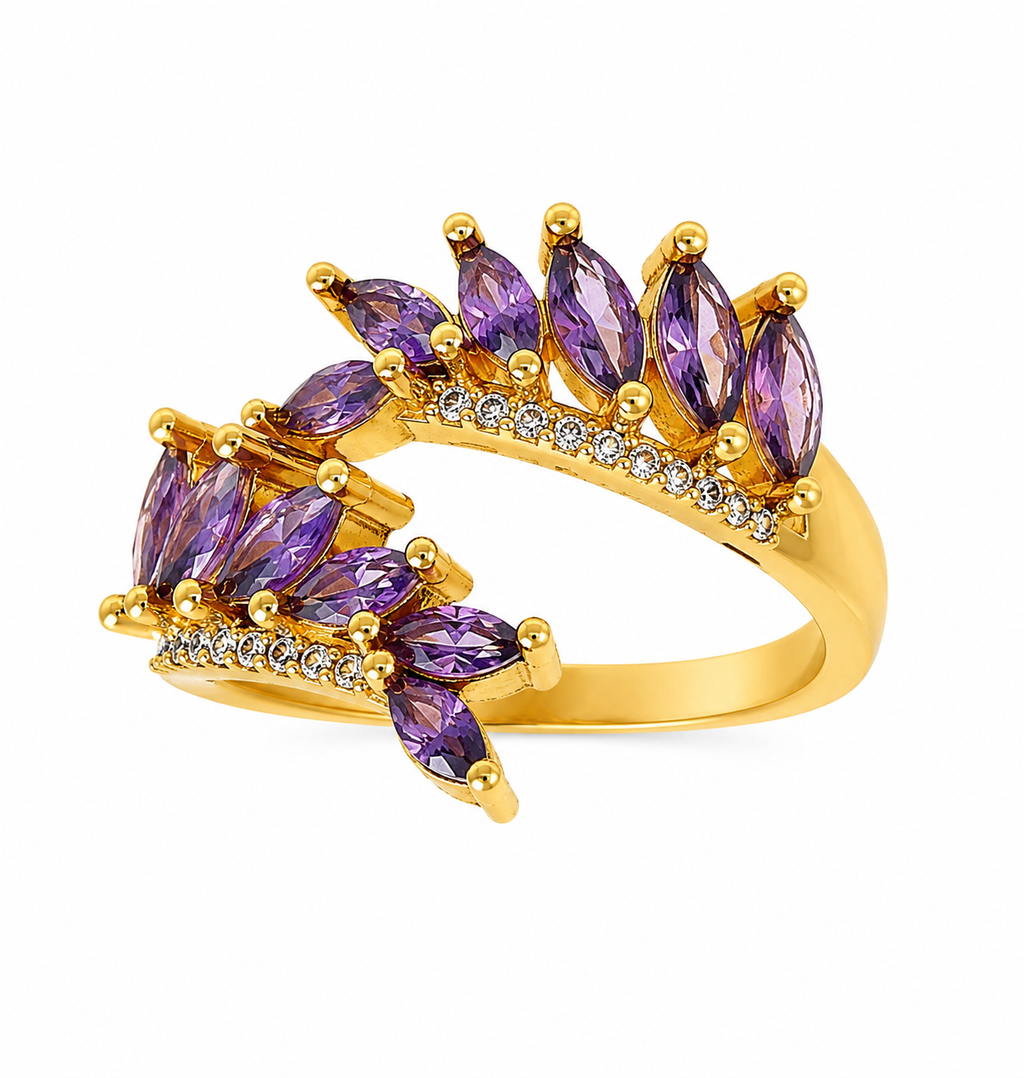 Amethyst Laurel Open Ring
