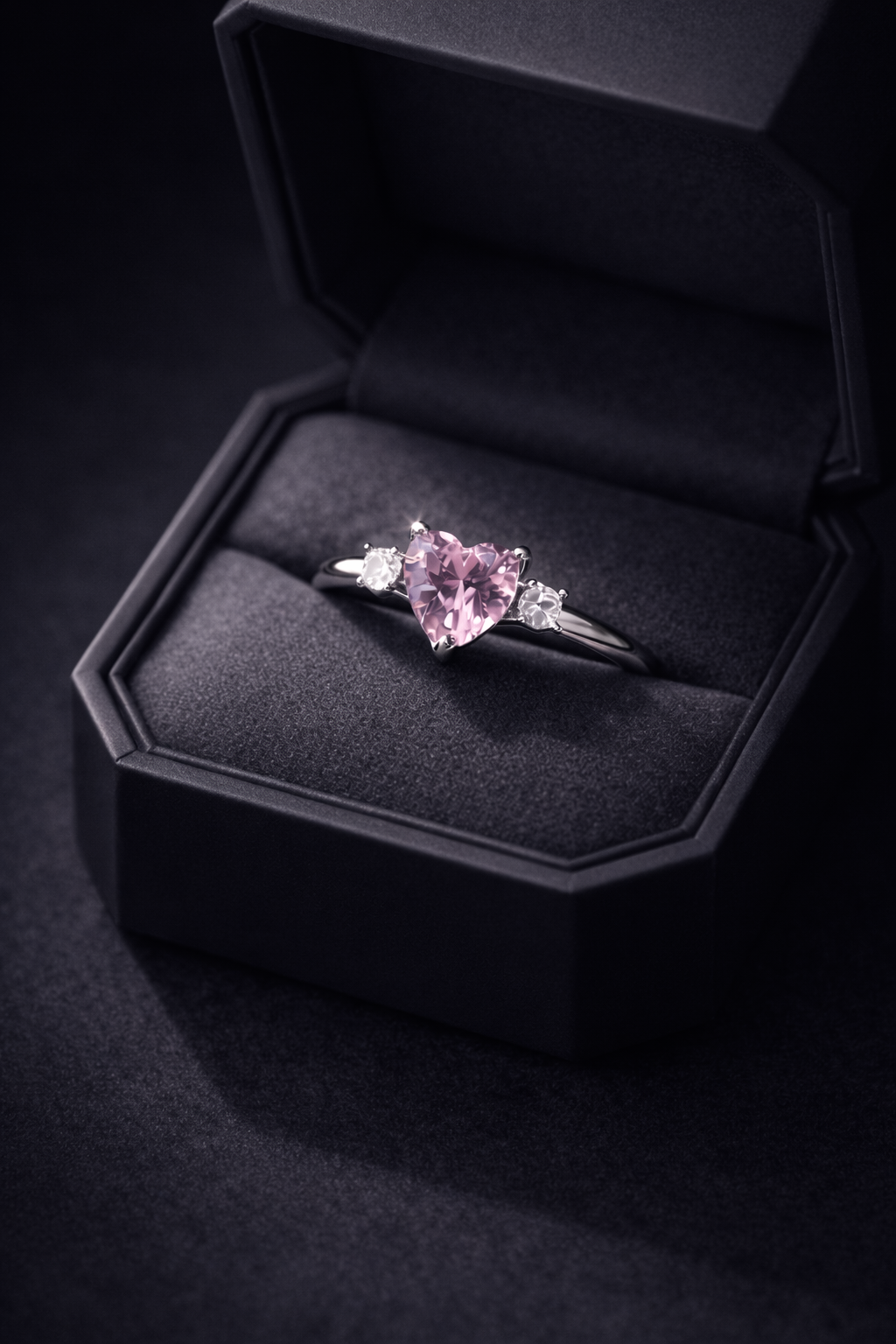 Heart-Cut Pink Stone Ring