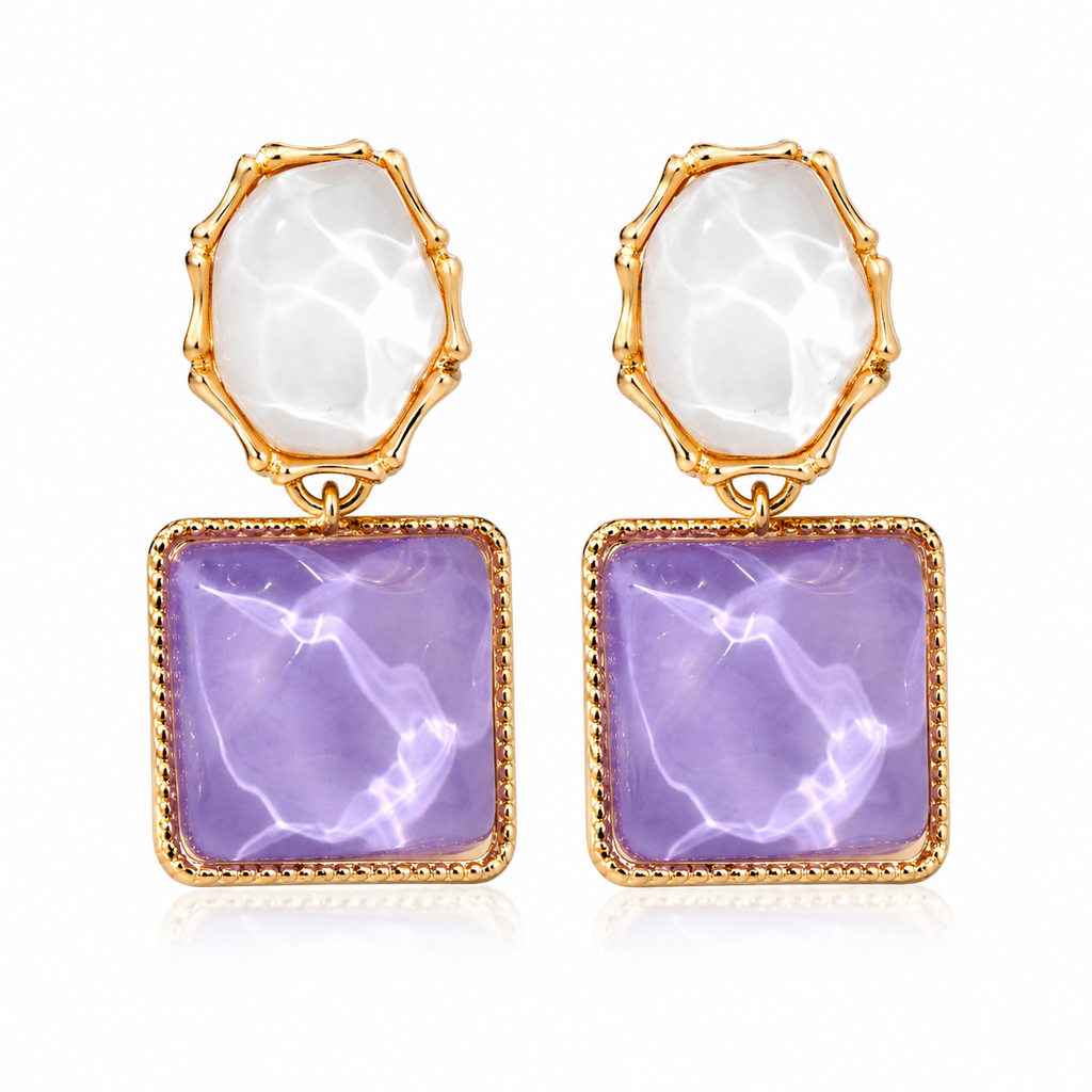 Lavender Stone Drop Earrings