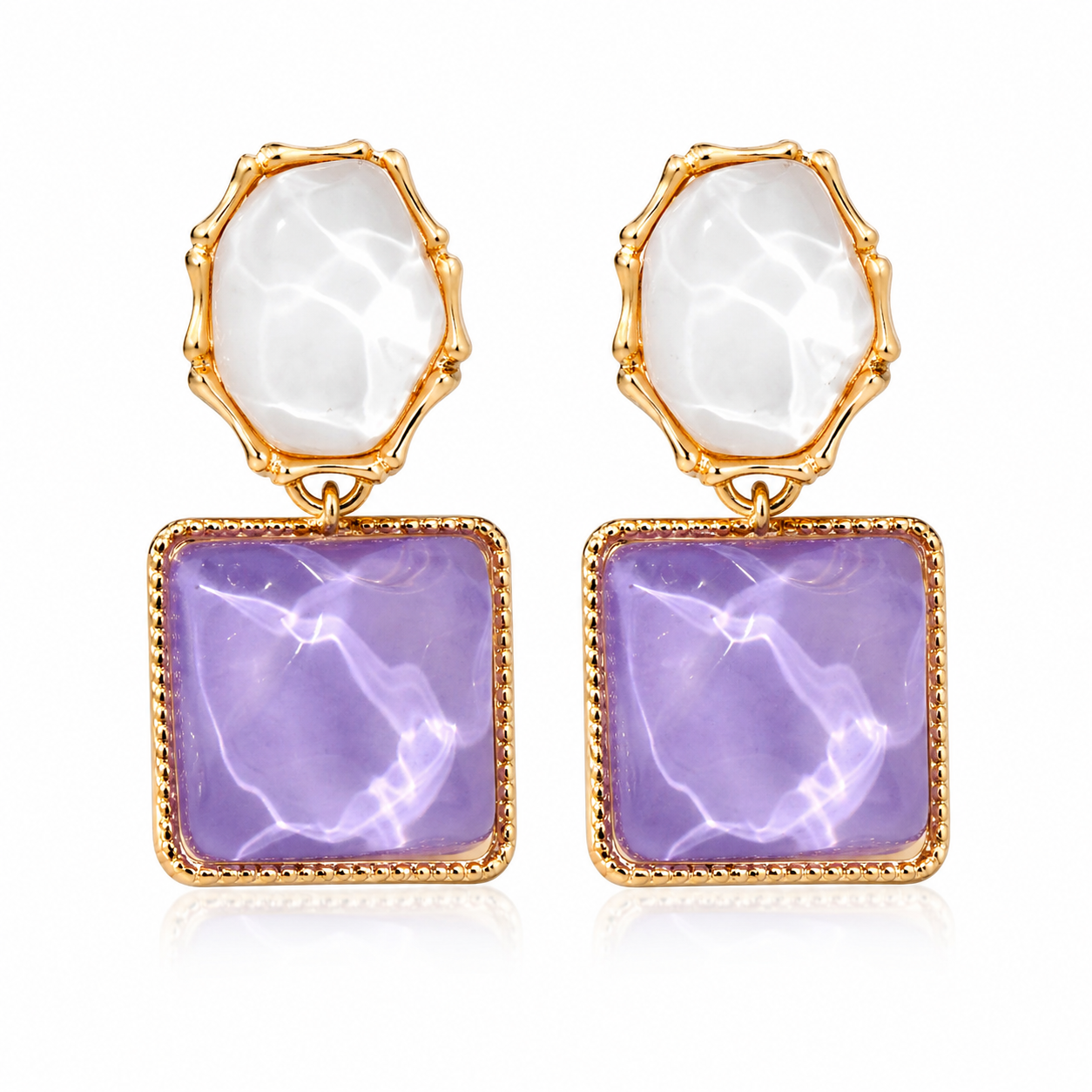 Lavender Stone Drop Earrings