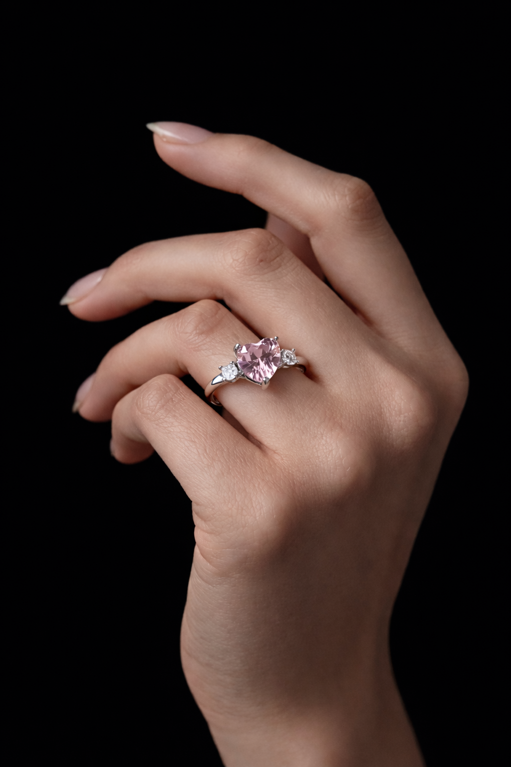 Heart-Cut Pink Stone Ring