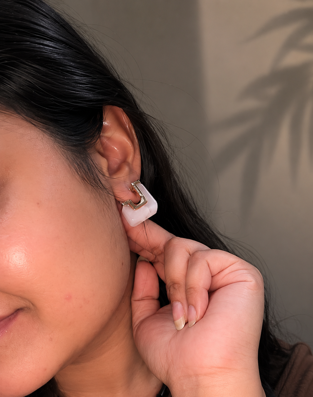 Rosé Marble Statement Hoops