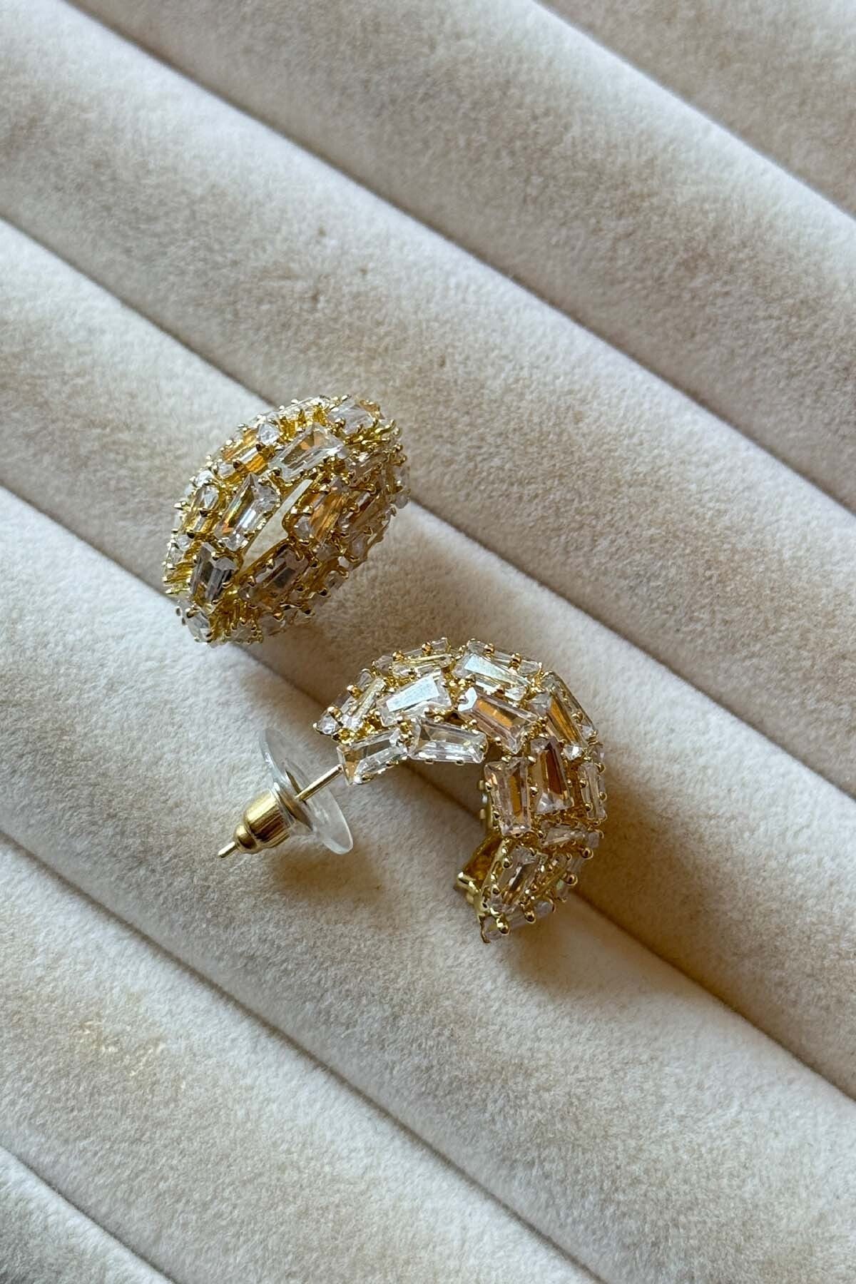 Crystal Baguette Hoops