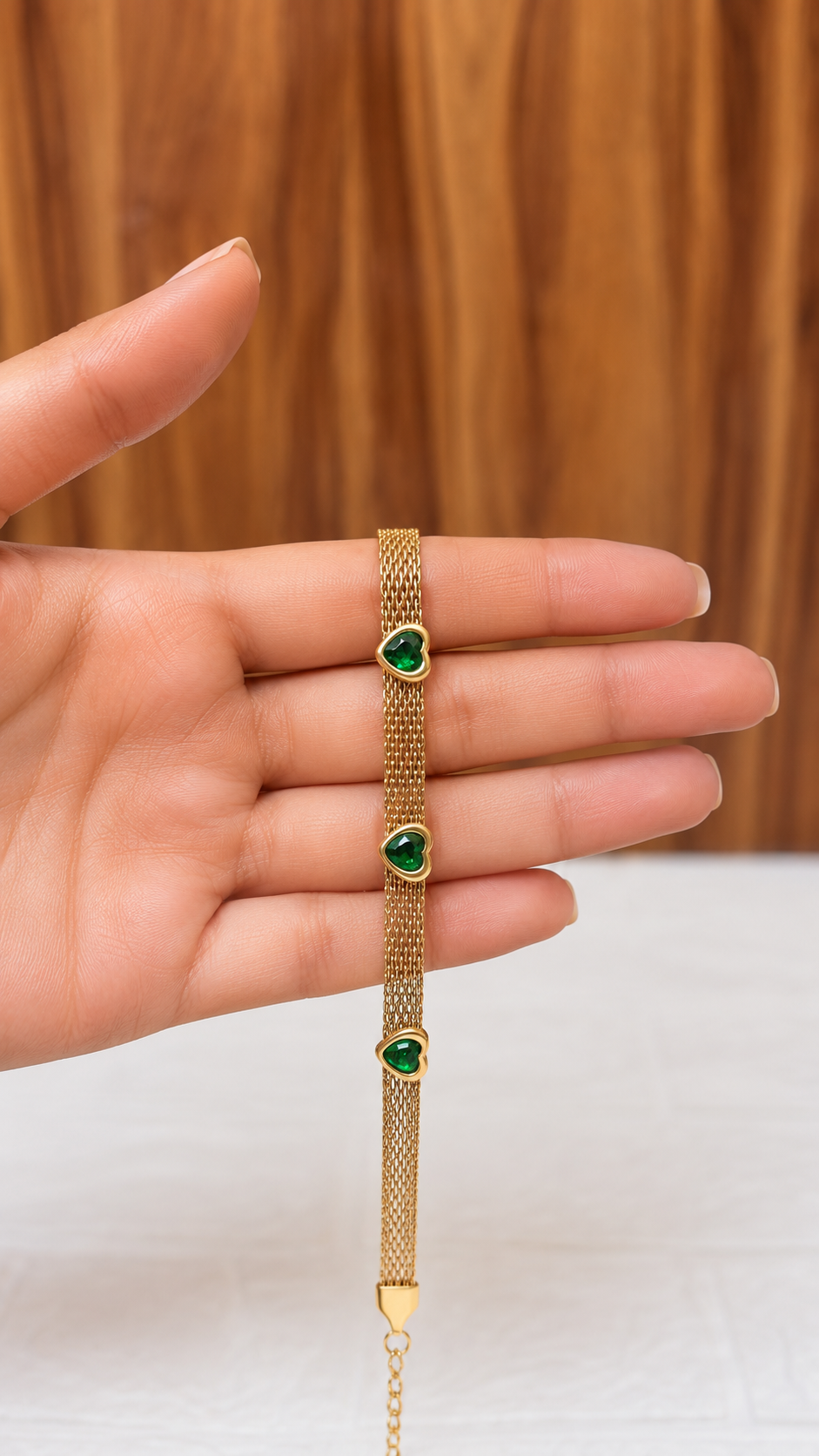 Emerald Hearts Bracelet